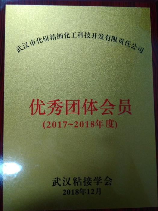 武漢粘接學(xué)會(huì)“優(yōu)秀團(tuán)體會(huì)員”